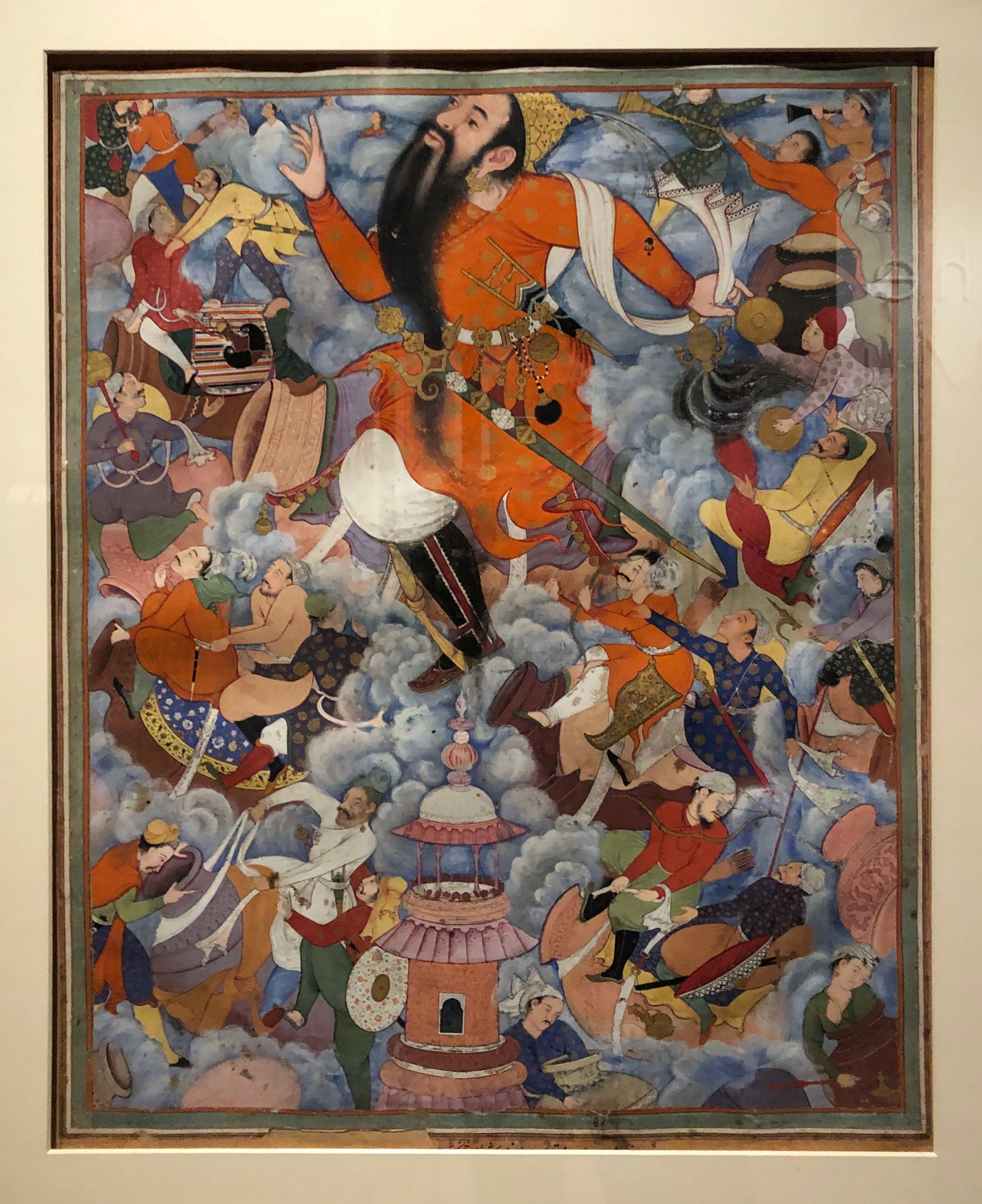 The giant Zumurrud Shah and his army flee from Hamza's troops through the sky The giant Zumurrud Shah and his army flee from Hamza's troops through the sky